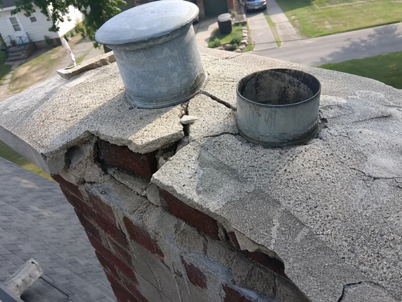 Cracked chimney crown letting water into the masonry