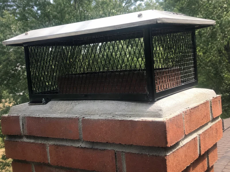 Flue screening blocking birds and animals from a chimney