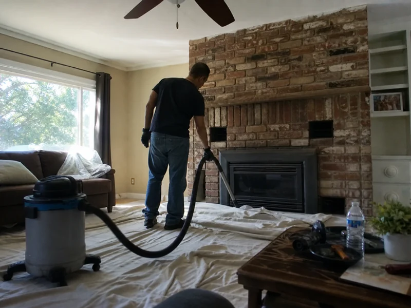 HEPA vacuum protecting a living room during a chimney sweep