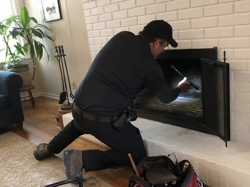 Level 1 chimney visual inspection at the fireplace opening