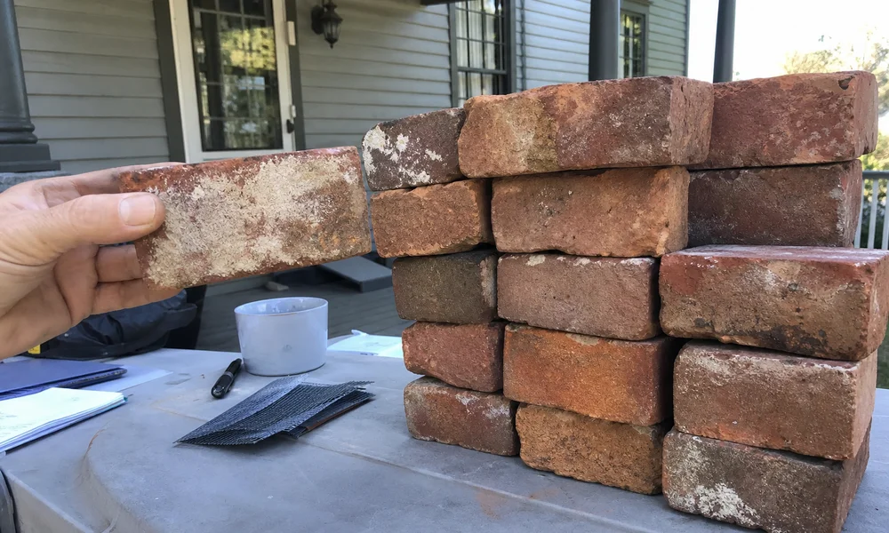 Matched historic brick samples for a Connecticut chimney rebuild